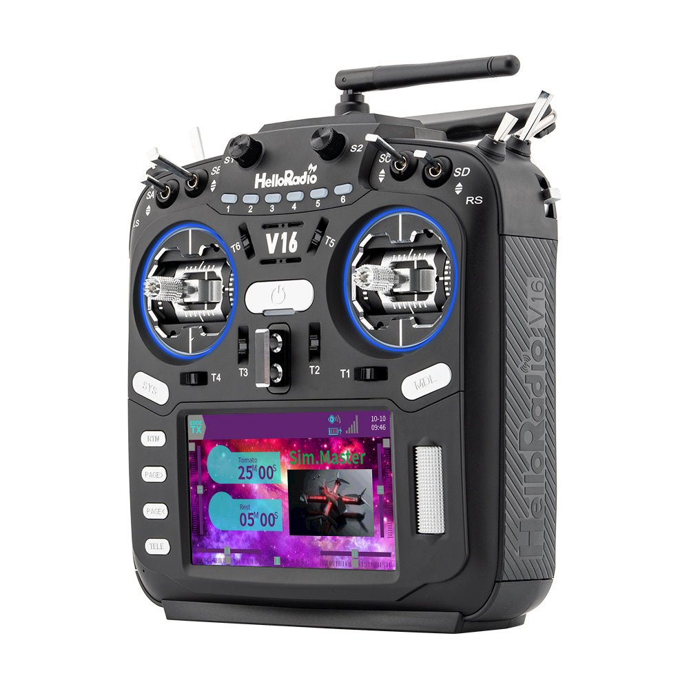 HOBBYMATE V16Pro ELRS Hall Gimbals Radio Transmitter Support EDGETX OPENTX 16 Channels 2.4G for RC Drone, Mode 2