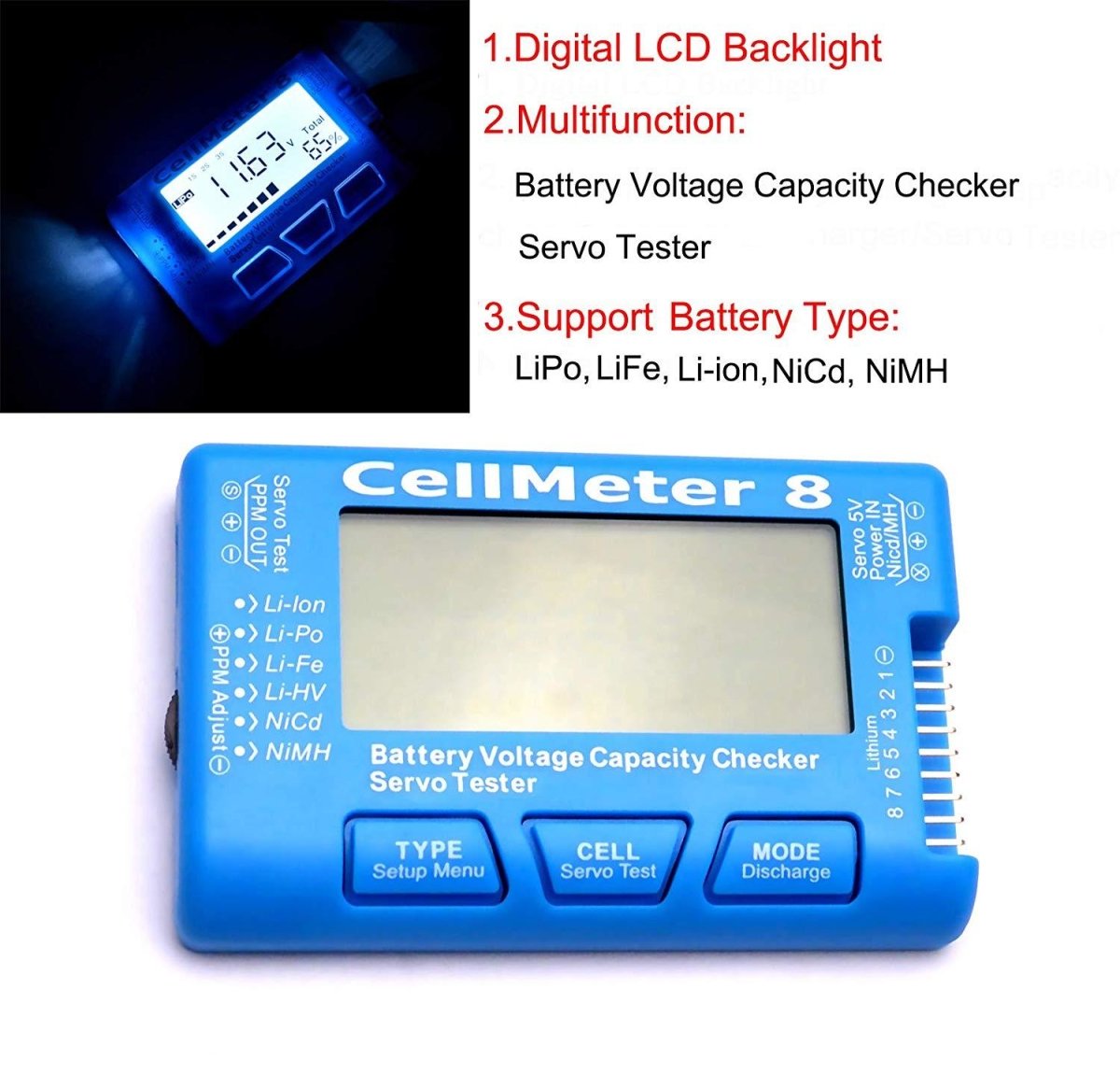 Testeur de batteries et de servos CELLMETER 8 _ R-Models