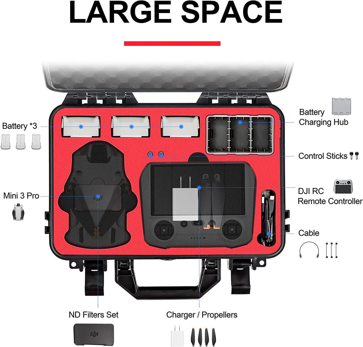 Waterproof Hard Carrying Case for DJI Mini 3 Pro RC – Hobbymate Hobby